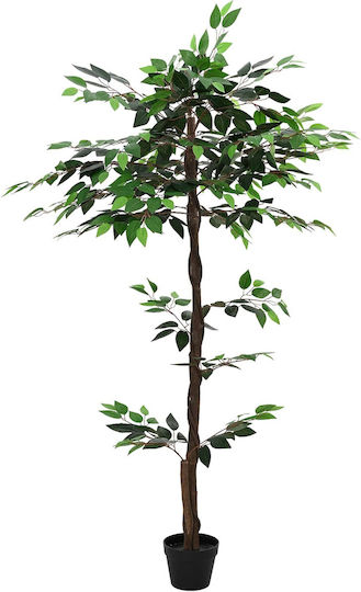 Vidaxl Изкуствено Растение Ficus Lyrata Зелено 85 X 18 X 160 См Плат Дърво