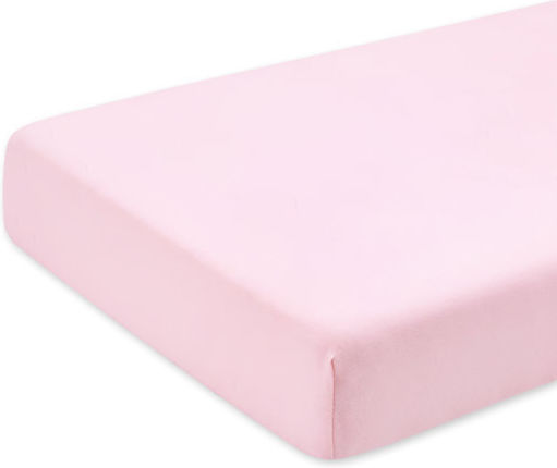Rebeka Home Детски Чаршаф За Количка Памучен с Ластик Розов 70x140см