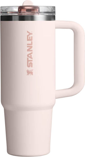 Stanley Protour Flip Handled Tumbler Θερμός 887ml Rose Quartz με Καλαμάκι και Λαβή