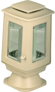 Gedenkornament Aluminium Quadratisch Glatt Kristall 8 mm Beige Matt Abmessung 21 x 10 cm
