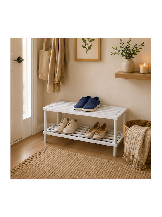 Shoe Organizer Made of Solid Wood Stand 2 Shelves 63x26x29cm