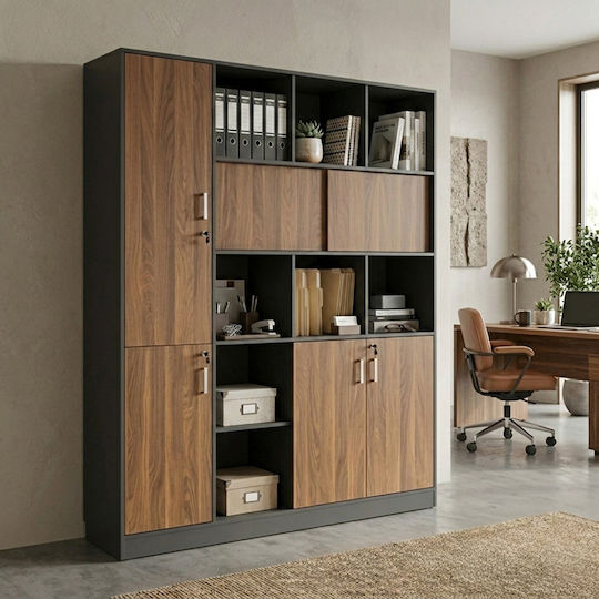 Bibliotecă Bokanza Maro-antracit 160x40x200 cm 246-000046