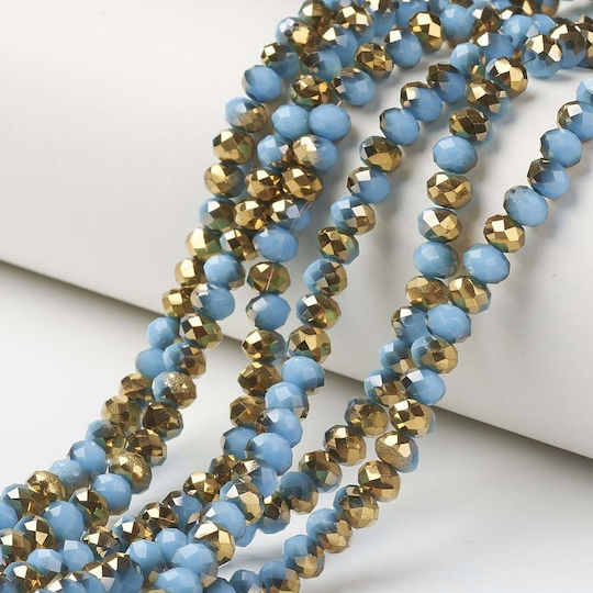 Swarovski Style Crystal Beads Blue Gold 6mm 85pcs