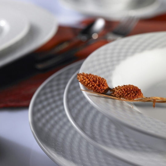 Cryspo Trio White Porcelain Dinnerware Set 44pcs
