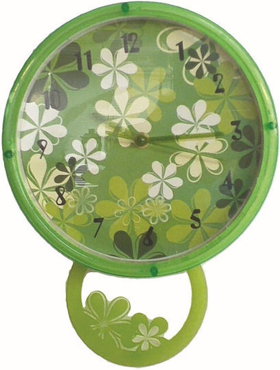 keleman Keleman Wanduhr Kunststoff Mit Pendel Grüne 30x22,5cm