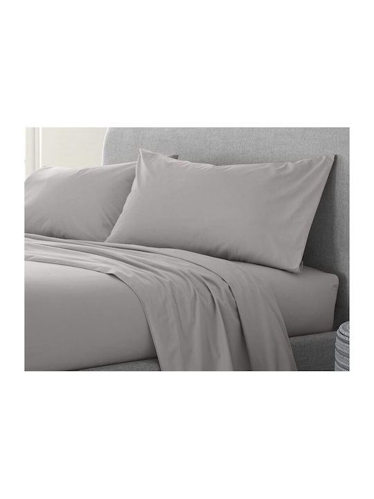 Double Bed Sheet With Rubber Hugger 140x200cm Light Gray