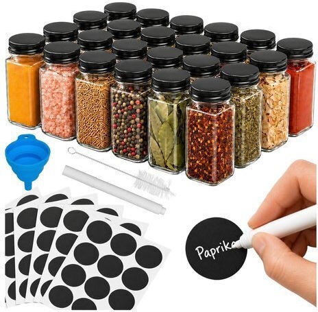 Ruhhy Spice Jars Glass 24 Pieces