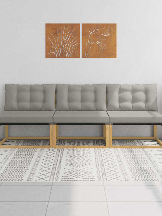 Three-Seater Outdoor Wooden Sofa with Cushions