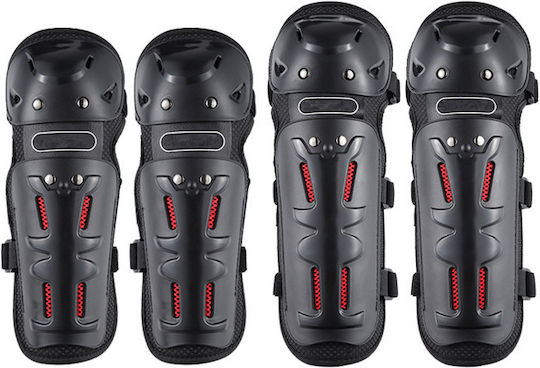 FIXATO Motorrad Knieschoner Ellenbogenschützer Set Langlebig Abs Leicht Komfortabel Einstellbar Motorrad Scooter ATV Enduro Fahrrad Schwarz