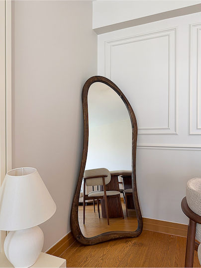 SteweHome Asymmetric Mirror with Brown Wooden Frame 180x80cm