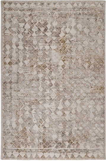 Wohnzimmer Teppiche Biokarpet Art 9318a Weiß-Gold 67x200