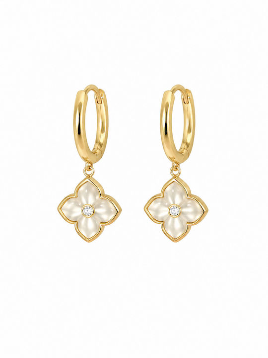 Jools Single Gold Plated Silver Hoop Earring with Stones