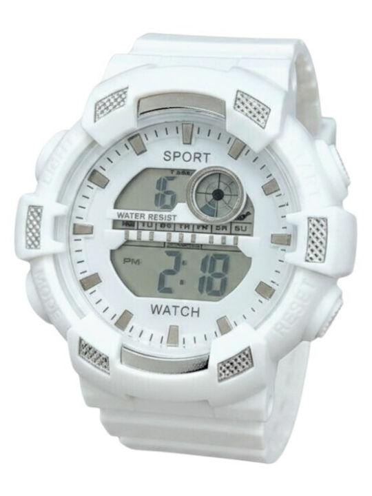 Digital Womens Watch 40mm Battery with White Rubber Strap