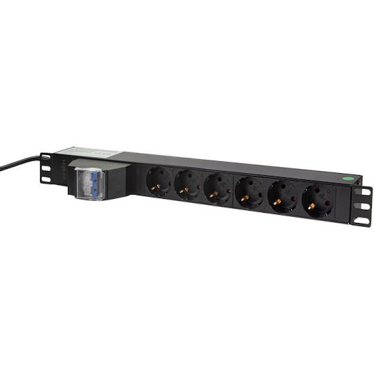 Logilink Pdu 1u 19 Inch Rack 6 Prize Schuko Intrare Schuko Max 16 A Siguranță 2 Poli 2 M "pdu6c02" Ștampilă Verde 0.8 Lei