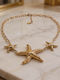 Gold Starfish Statement Necklace In Stainless Steel