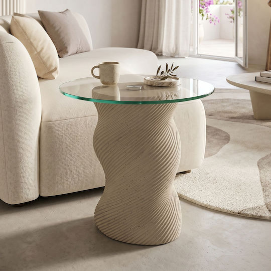 Rundes Beistelltisch Klida Glas Beige M40xP40xY63cm