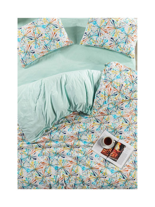 SteweHome Σετ Παπλωματοθήκη Βαμβακερή 220x240cm Υπέρδιπλη με 2 Μαξιλαροθήκες Πολύχρωμο