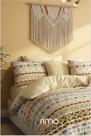 SteweHome Cotton Duvet Cover Set 160x220cm Single With Pillowcase Yellow