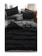 SteweHome SteweHome Baumwoll Bettbezug Set 200x220cm Doppel mit 2 Kissenbezügen Schwarz