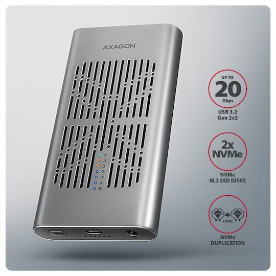 Axagon Θήκη για Σκληρό Δίσκο M.2 SATA III NVME με σύνδεση Type-C