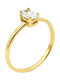 Xrisokosmima Single Stone Ring From 9K Gold With Zircon