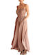 Maxi Evening Satin Dress Mocca