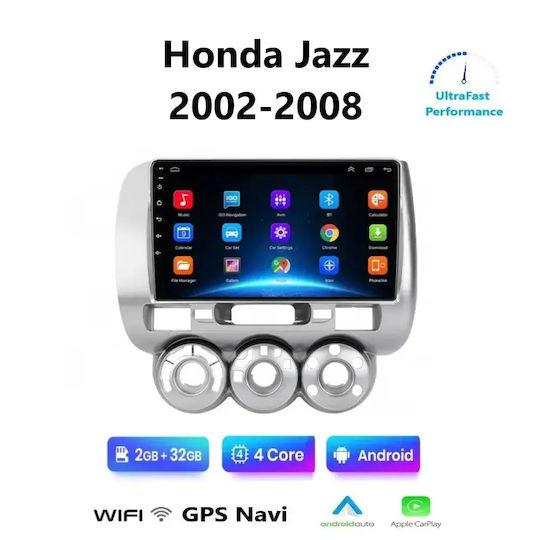 Car Audio System for Honda Jazz 2002-2008 with A/C Bluetooth USB WiFi GPS Apple CarPlay Android Auto with 9" Touch Screen
