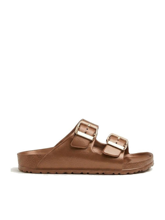 Ateneo Flache Damen Sandalen Braune