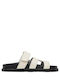 Leather Women's Flat Sandals Ecru