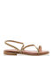 Myconian Leather Women's Flat Sandals Gold