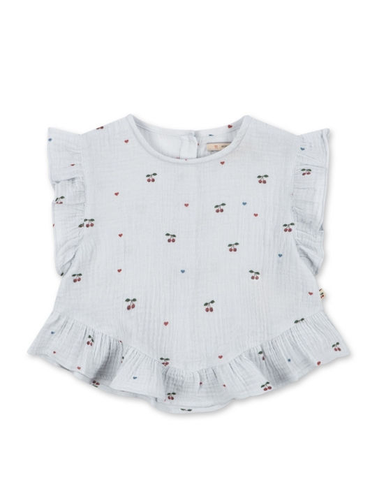 Kids Short-Sleeved Blouse Coco Cherry Blue
