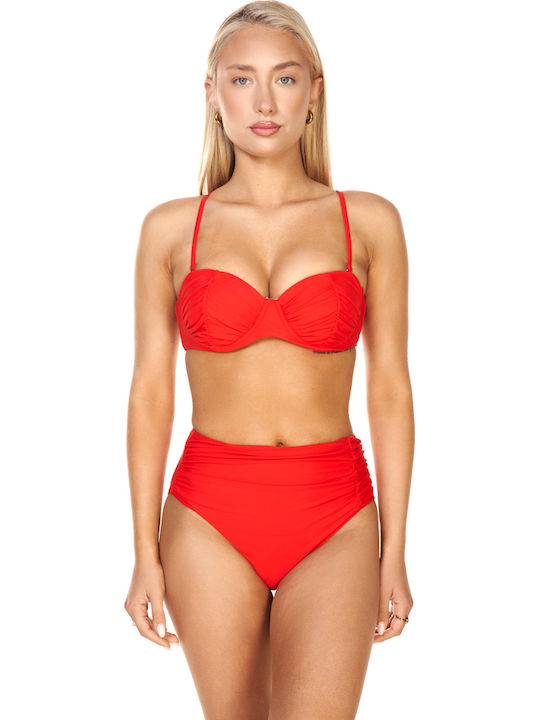 Comfort Set Bikini Ψηλόμεσο Κόκκινο