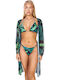 Bikini Set 3 Pieces Floral Green