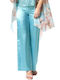 Women's High Waist Satin Pantaloons in Straight Leg Light Blue Ltblue