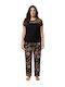 Siyah Inci Siyah Inci Sommer Damen Pyjama Set Leo