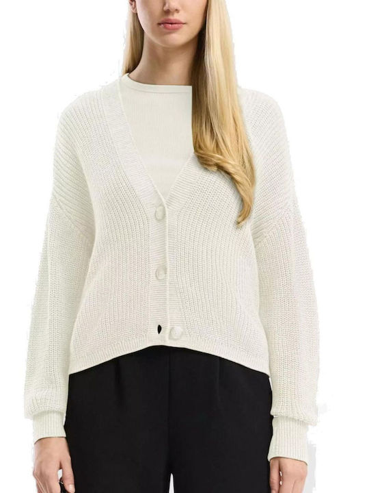 Short Women's Knitted Cardigan Cream