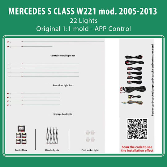 Diq Ambient Benz Bc01 Digital Iq Ambient Light Mercedes S W221 Mod 2005-2013 22 Lights
