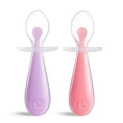 Munchkin Baby Set with Gentle Spoons Made of Silicone for 6+ Months Pink 2 Pieces