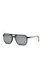 Men's Sunglasses with Green Horn-Rimmed Frame and Grey Mirror Lenses