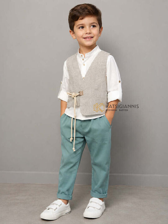 Guy Laroche Baptism Suit with Vest for Boys Green