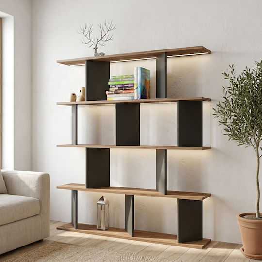 Bücherregal Ratu Anthrazit 120cm / 120x24.6cm / 24.6x141cm / 141cm