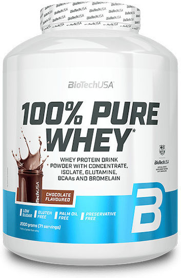 Biotech USA 100% Reine Molke Protein Pulver Glutenfrei mit Geschmack Schokolade 2kg