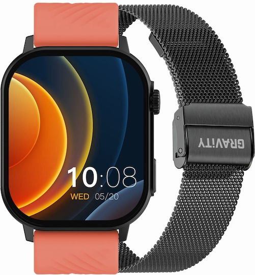 Gravity Gt15-3 Smartwatch Curea Silicon Roșie Brățară Neagră
