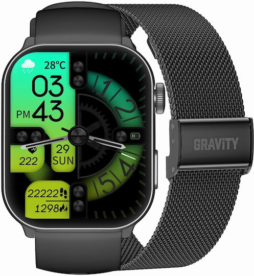 Men's Smartwatch Gravity Gt28-1 Strap + Bracelet Black