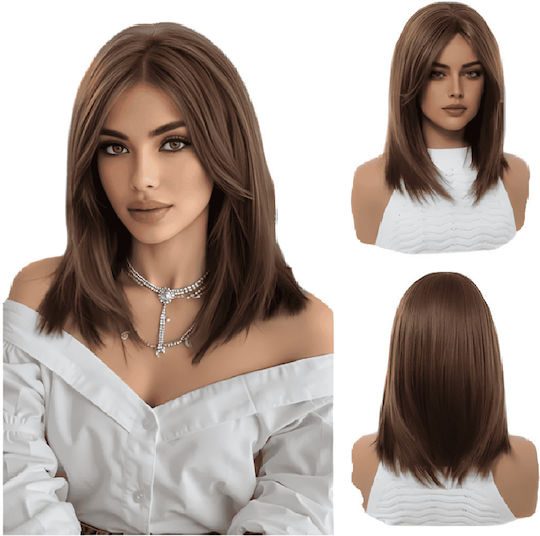 Wig with Synthetic Hair in Light Chestnut Color 40cm