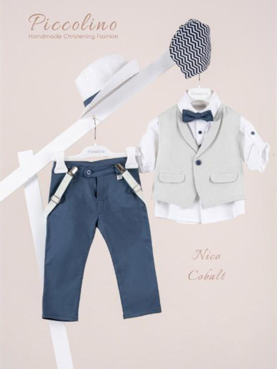 Piccolino Baptism Suit for Boys Nico Nico Cobalt