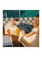 Bean Bag Stool Waterproof Yellow And Pink Stripes