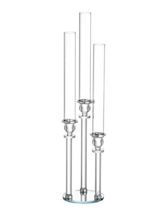 Novaker Suport De Lumânări Din Sticlă În Culoare Argintie 62cm