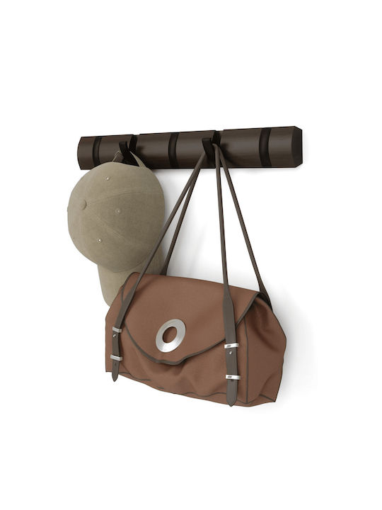 Umbra Wall Hanger Flip Wooden 5 Hooks Brown 51x...