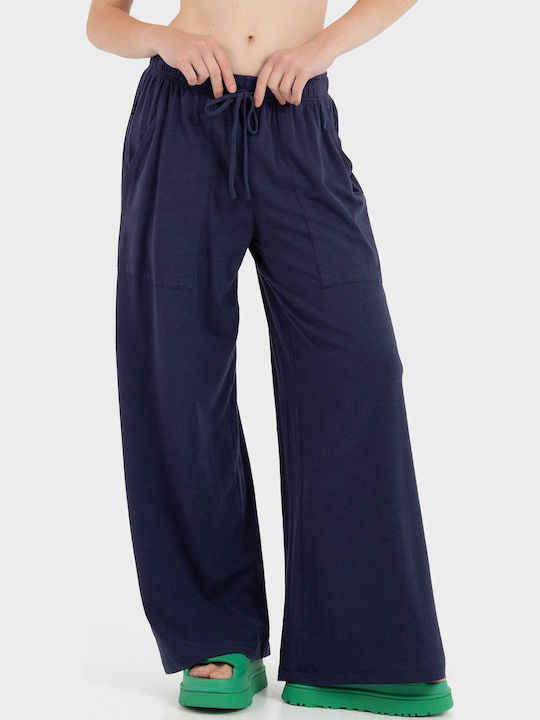 Keeling Women's Fabric Trousers in Loose Fit Indigo